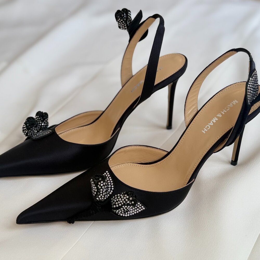 Mach & Mach Wonder Tulip 95MM Crystal-Embellished Slingback Pumps